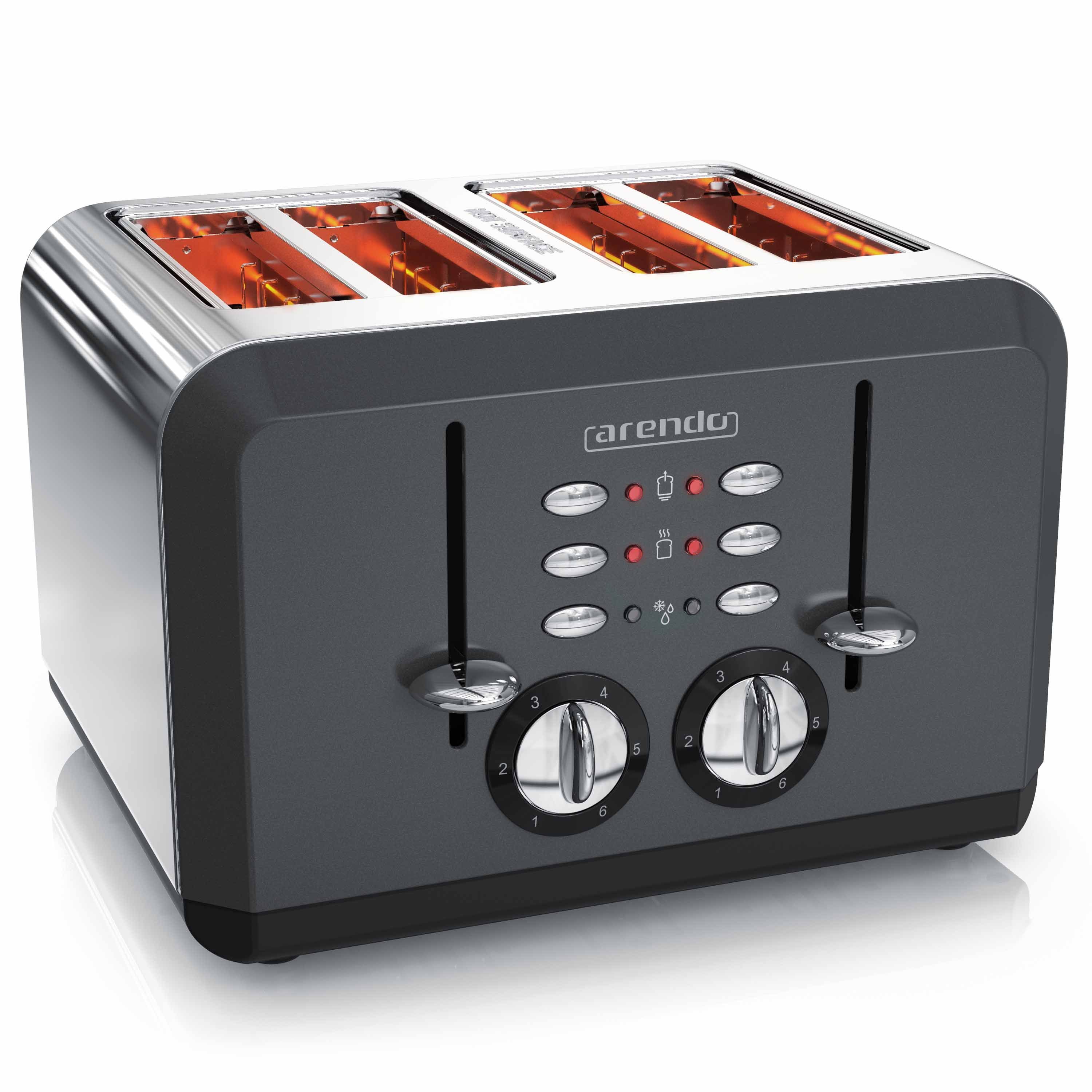 Arendo Toaster, 4 kurze Schlitze, für 4 Scheiben, 1630 W, Automatik