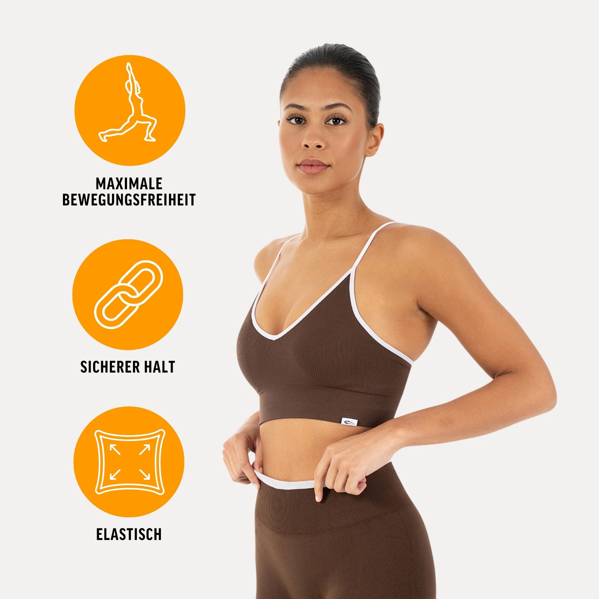 Smilodox Sport-BH Yari, Fitness- BH Damen, Shaped Fit, Bra mit Rippstruktur, Gym Rippstruktur, verstellbare Träger, Shaped Fit, weiches Material