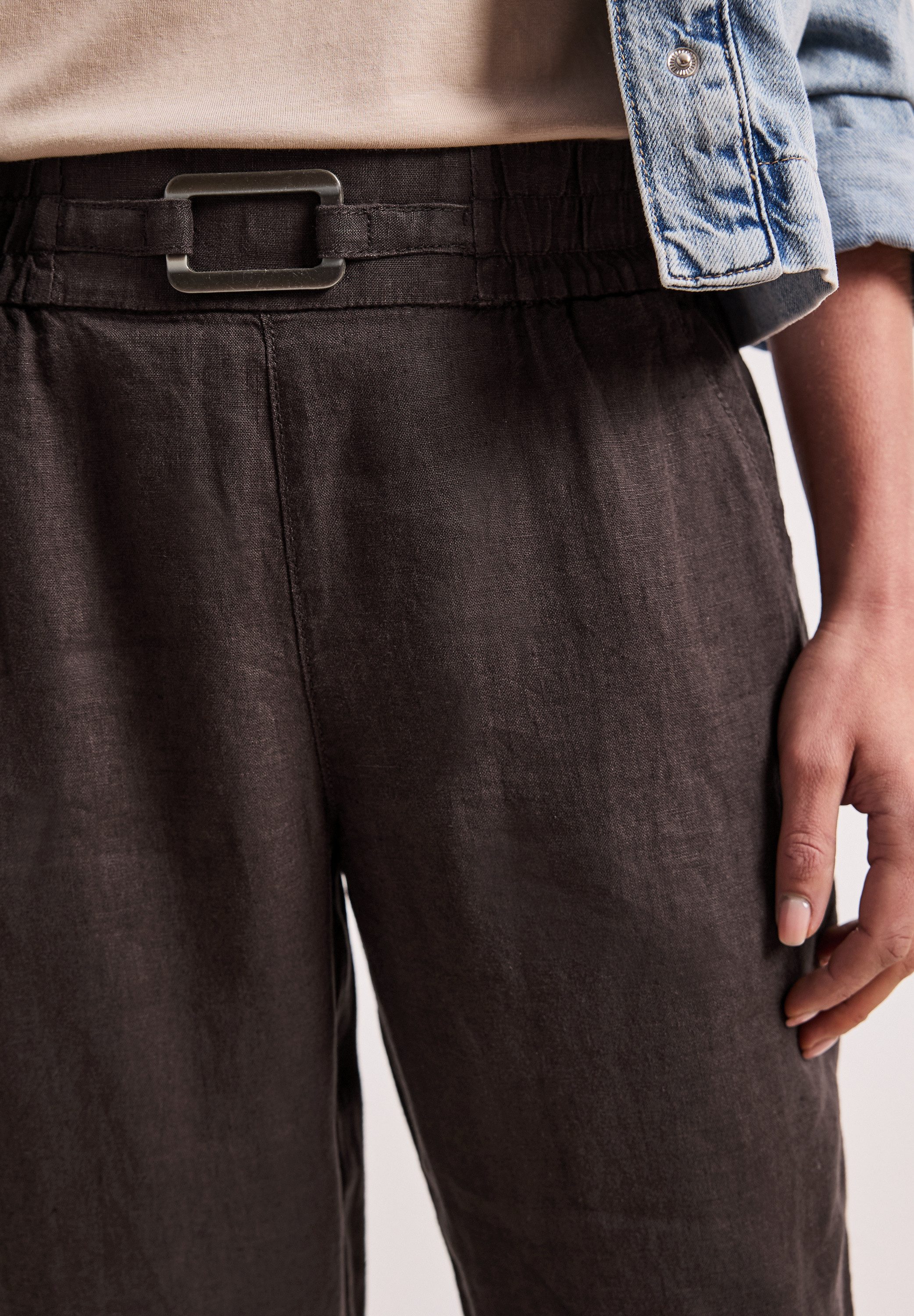 STREET ONE Leinenhose Style Bonny Slim Leg Hose aus Leinen mit Schnalle