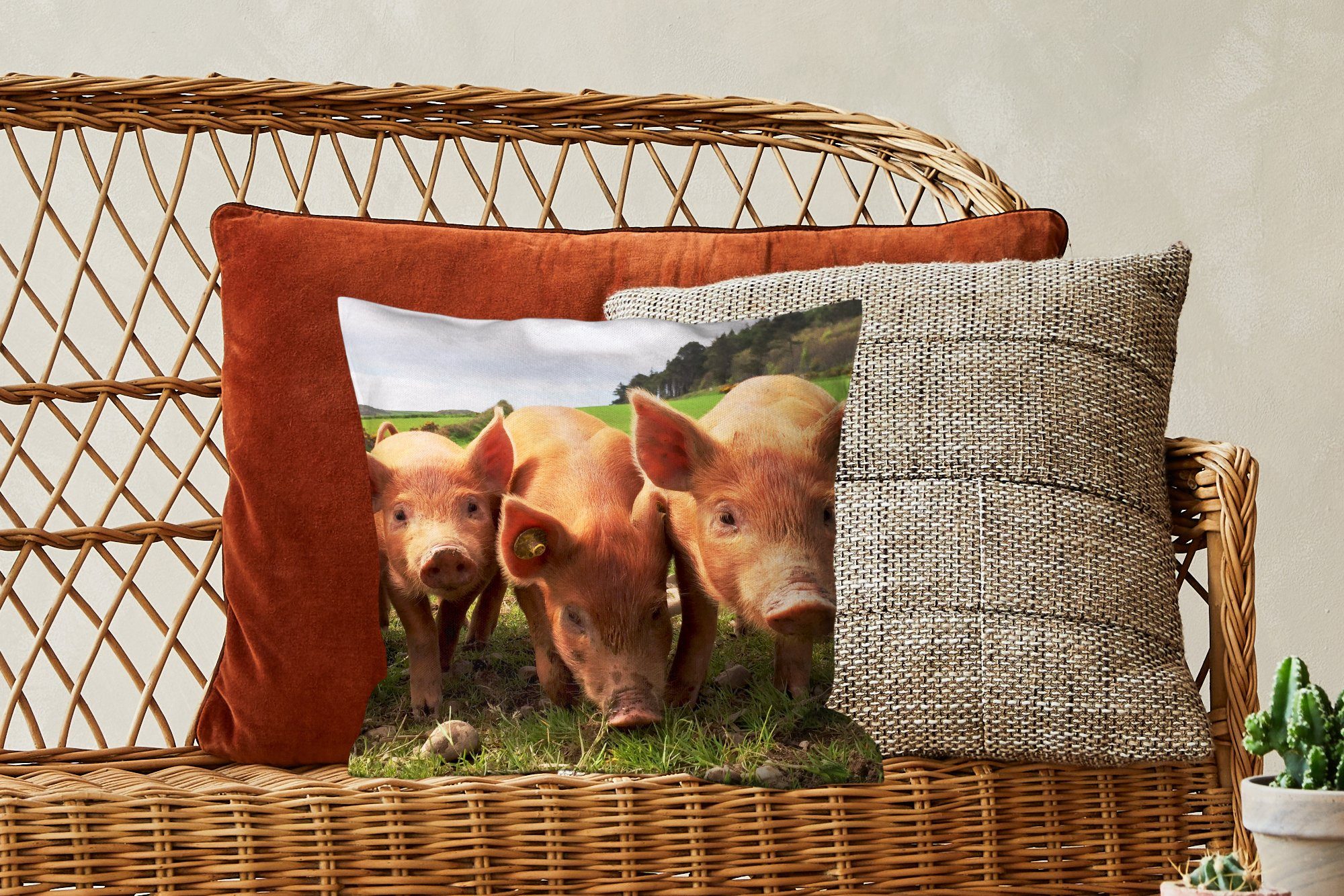 MuchoWow Dekokissen Schweine Groß - Sofakissen - Deko, Füllung Tiere, Zierkissen Schlafzimmer, für mit Wohzimmer