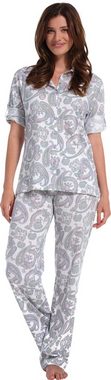 Pastunette Schlafanzug Damen Pyjama Paisley Muster (2 tlg) geknöpft