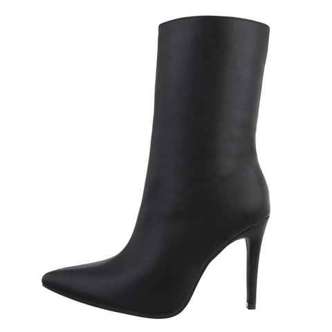 Ital-Design Damen Abendschuhe Elegant High-Heel-Stiefelette Pfennig-/Stilettoabsatz High-Heel Stiefeletten in Schwarz