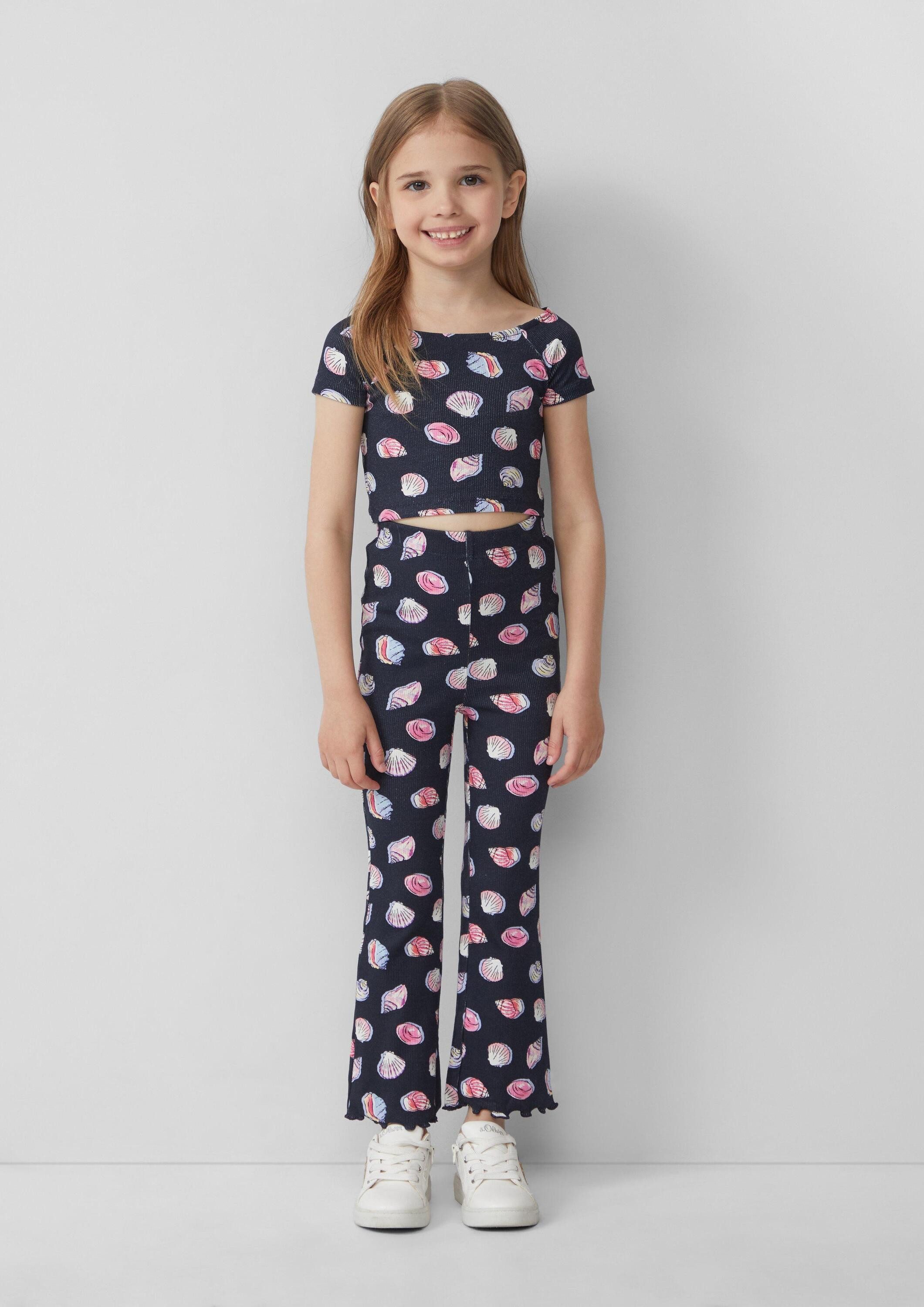 s.Oliver Leggings Leggings Gerippte Leggings mit Flared Leg und All-over-Print