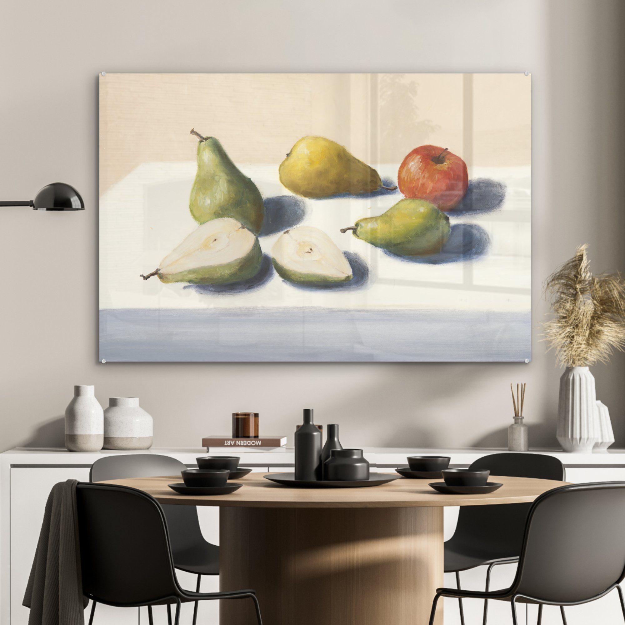 Acrylglasbilder (1 - & Wohnzimmer - Schlafzimmer Birnen Obst MuchoWow Acrylglasbild Farbe, St),
