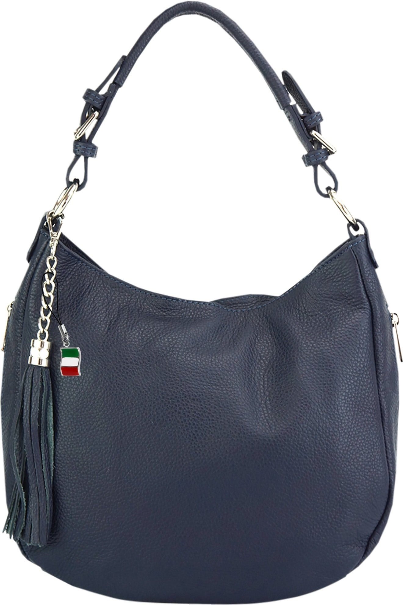 Schultertasche Florence Echtleder Damen Hobo Bag blau