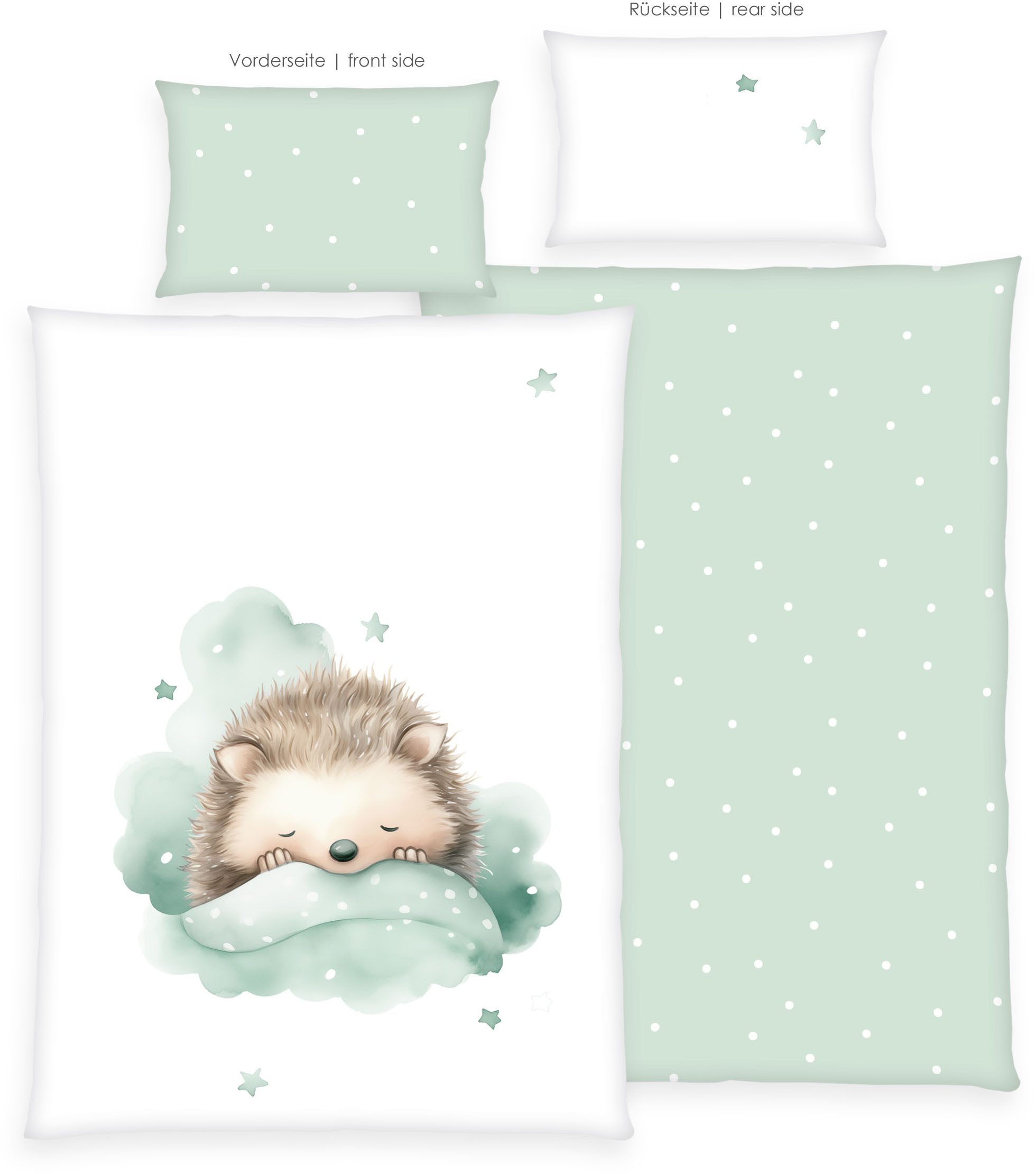 Baby Best Babybettwäsche babybest Kleiner Igel, Renforcé, 2 teilig, Wendebettwäsche – Bild 3 von 5