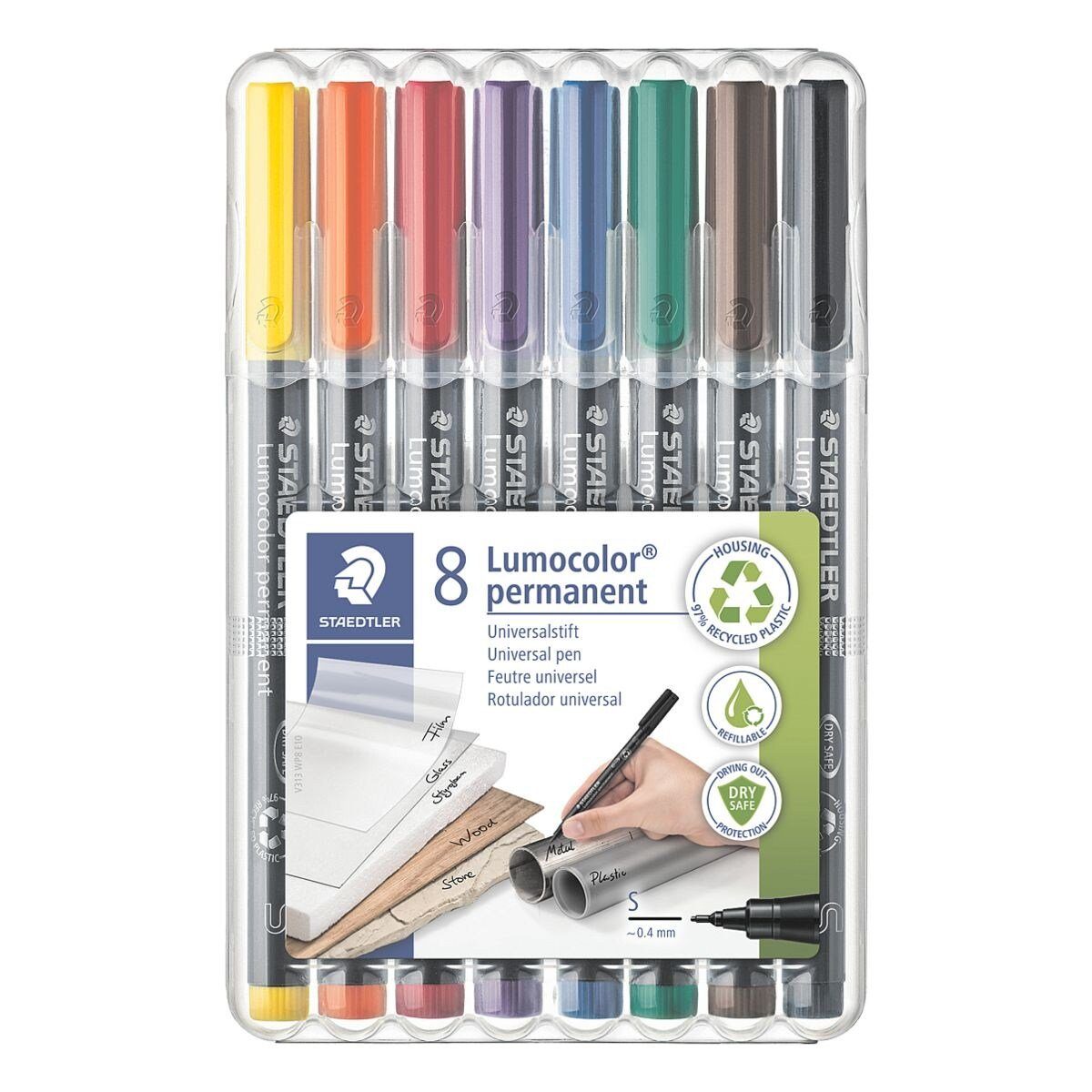 STAEDTLER Permanentmarker Lumocolor permanent S, (8-tlg), wisch- und wasserfest