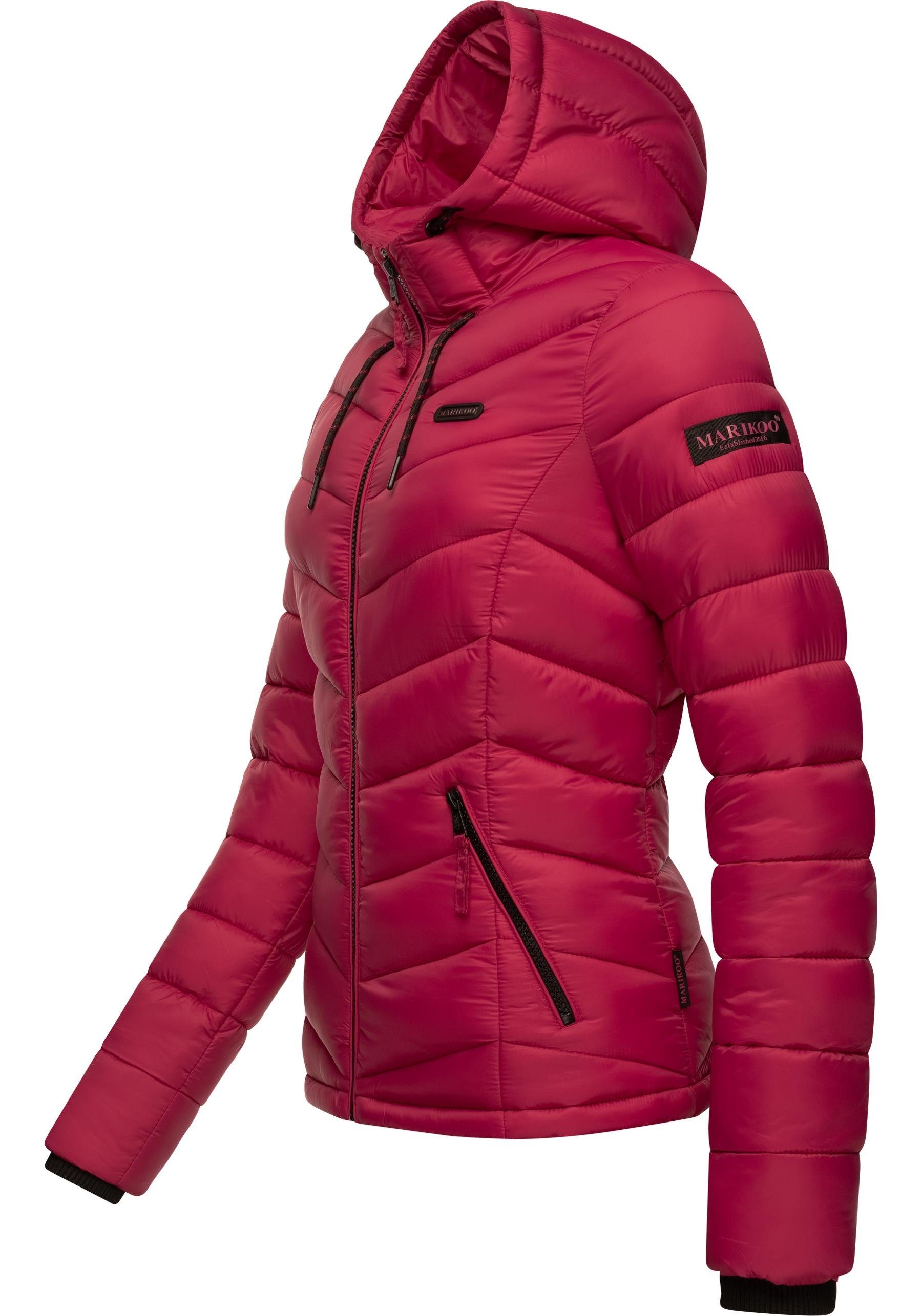 Marikoo Steppjacke Kuala ultraleichte Übergangsjacke mit neonpink Kapuze