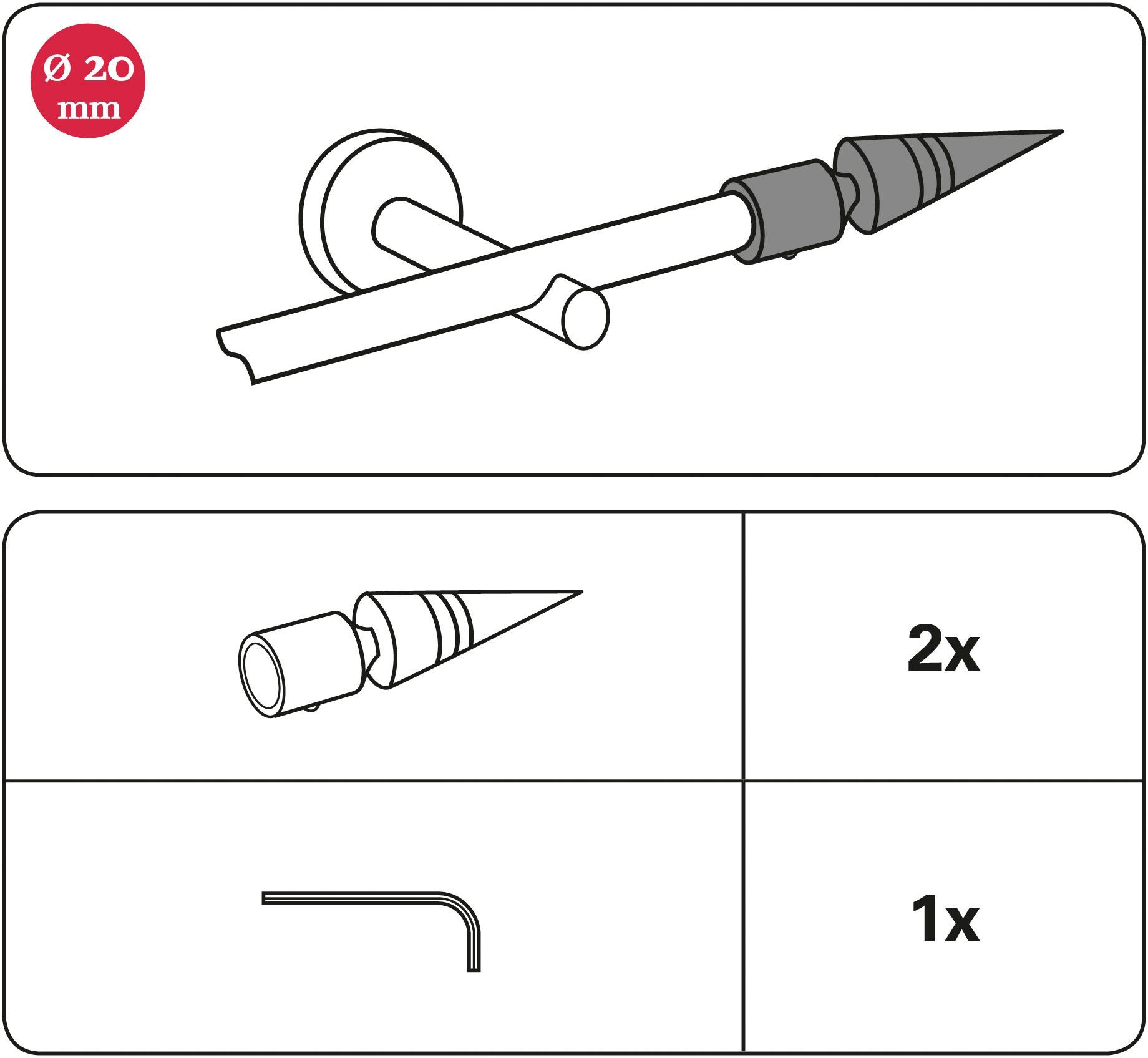 Gardinenstangen-Endstück Spitze, GARDINIA, bronzefarben Chicago Einzelprogramm (2-St), 20 Serie mm Ø