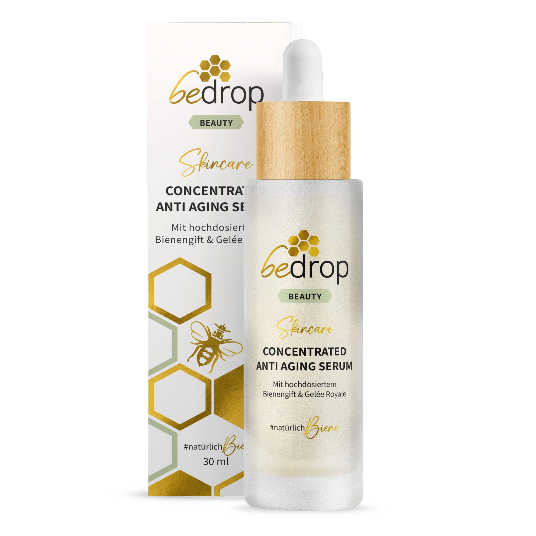 bedrop Anti-Falten-Serum CONCENTRATED ANTI AGING SERUM mit hochdosiertem Bienengift - 30ml Falten Creme für Gesicht I Straffende Creme mit Anti-Aging Effekt, Reichhaltiges Gesichtsserum, einzigartig mit straffendem Bienengift
