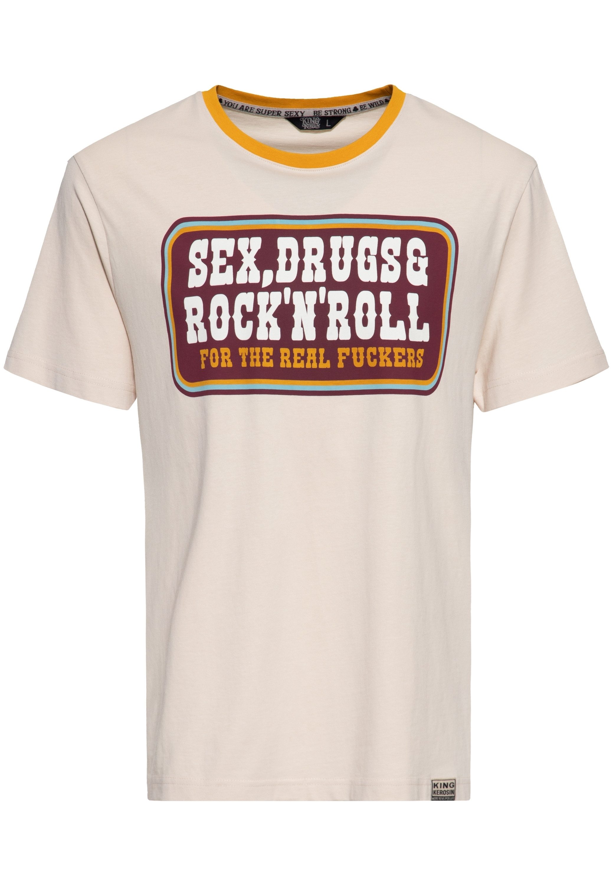 KingKerosin Print-Shirt Sex, Drugs & Rock 'n' Roll (1-tlg) mit Statement-Print