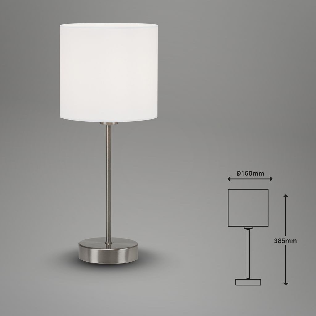 Briloner Leuchten Tischleuchte 7002-016, ohne Leuchtmittel, 2700K - Extra-Warmweiß, Tischlampe, 38,5x16cm, Weiß, max.25W, E14, Nachttisch, Schreibtisch