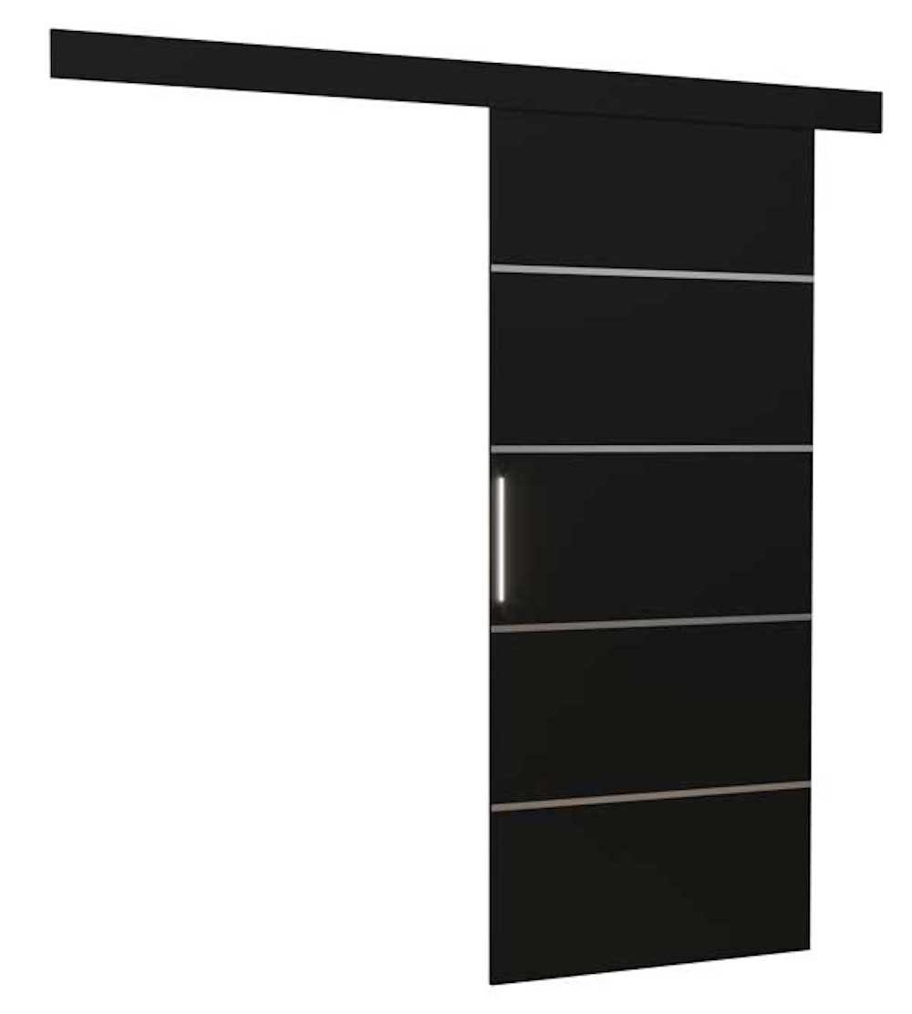 Feldmann-Wohnen Schiebetür Tony (mit Soft-Close Funktion, einfache Selbstmontage, 1-St., universelle Montage der Türen möglich (links/rechts), 96x1,6x205cm schwarz inklusive Schiebesystem