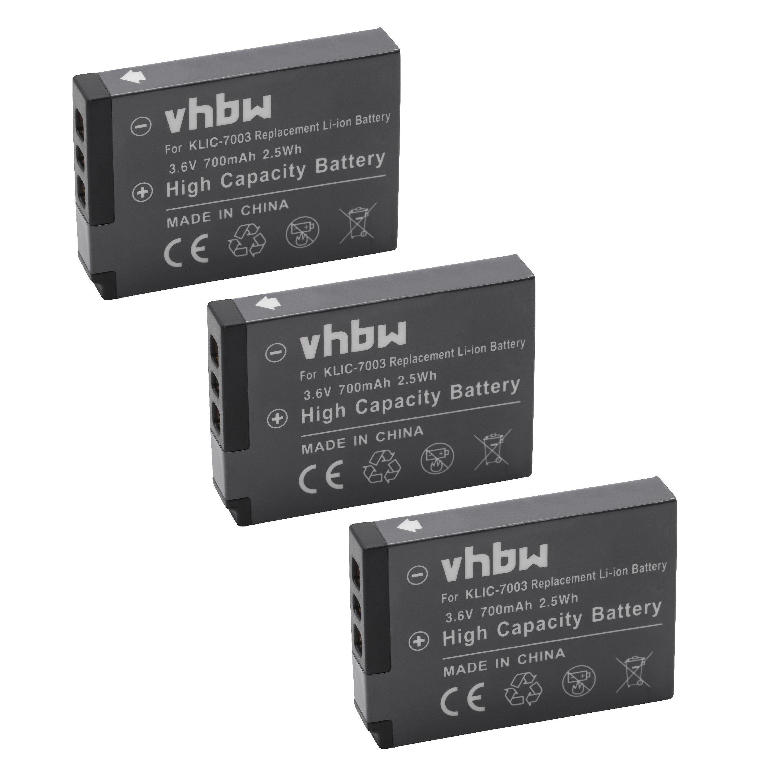 V) für vhbw (3,6 Kamera-Akku für Li-Ion Ersatz 700 mAh Kodak Klic-7003