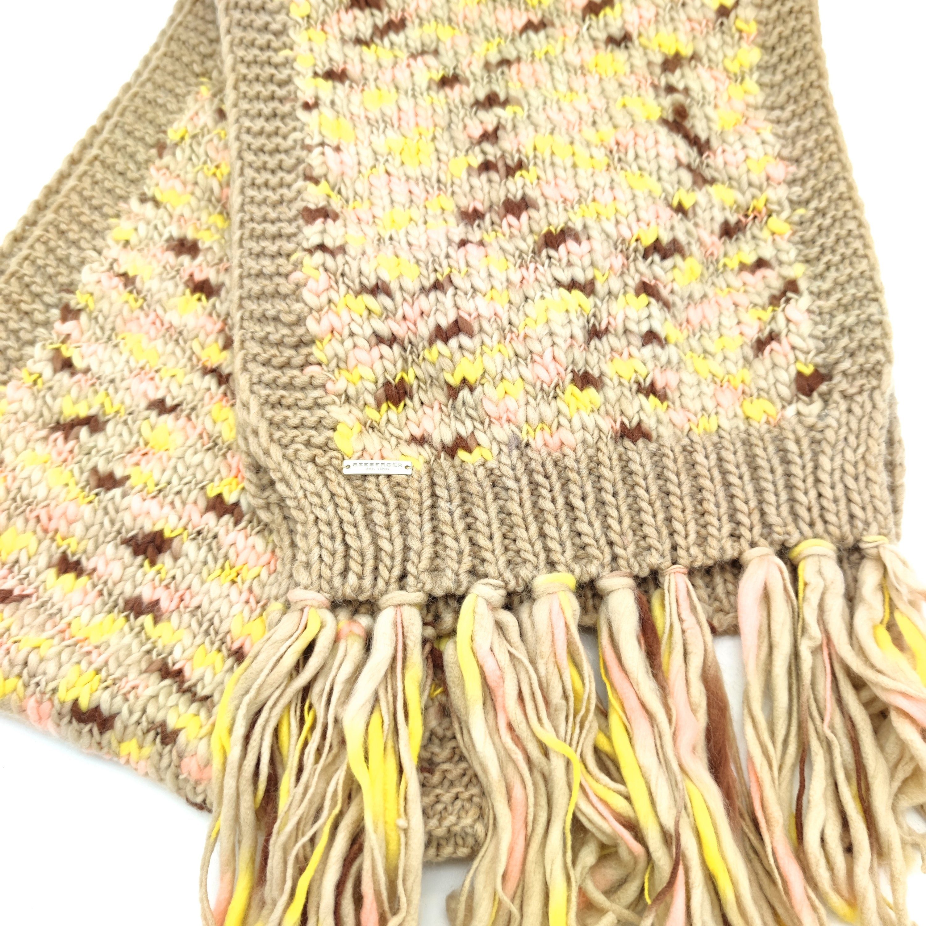 Strickmütze Strickschal camel/salmon