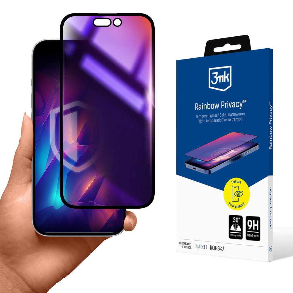 3MK Displayschutzglas Displayschutzglas Blickschutzglas für Apple iPhone 16 Pro Max, Spar-Set, 1 Stück, 9H Härte, Blickschutz, Oleophob, Antibakteriell