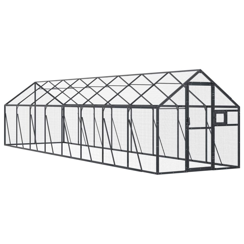 vidaXL Voliere, Voliere Anthrazit 1,79x8x1,85 m Aluminium