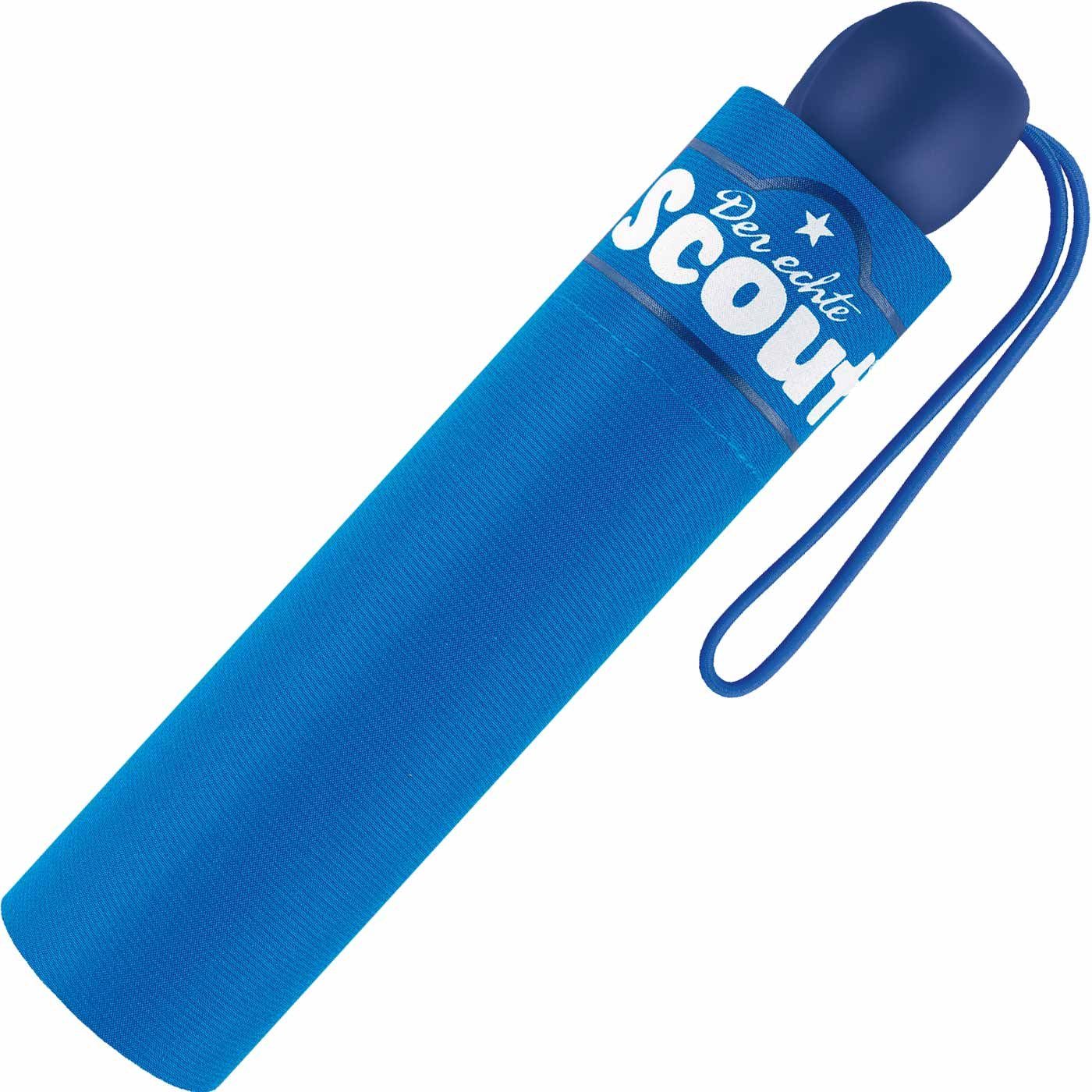 Scout Taschenregenschirm Mini reflektierend, Basic blau leicht Kinderschirm
