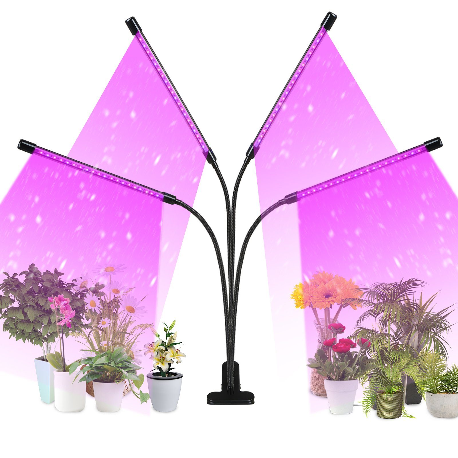 Wachstumslampe LEDs, Pflanzenlicht Köpfe Pflanzen Gartenarbeit Grow 4 Dimmstufen Grow Pflanzenlampe Pflanzenleuchte 80 LED Light Zimmerpflanzen Clanmacy LED Lampe 10 Gewächshaus Vollspektrum