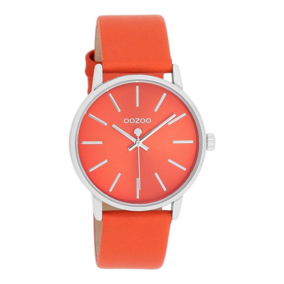OOZOO Quarzuhr Oozoo Damen Armbanduhr Timepieces Analog, Damenuhr rund,  mittel (ca. 36mm) Lederarmband, Fashion-Style
