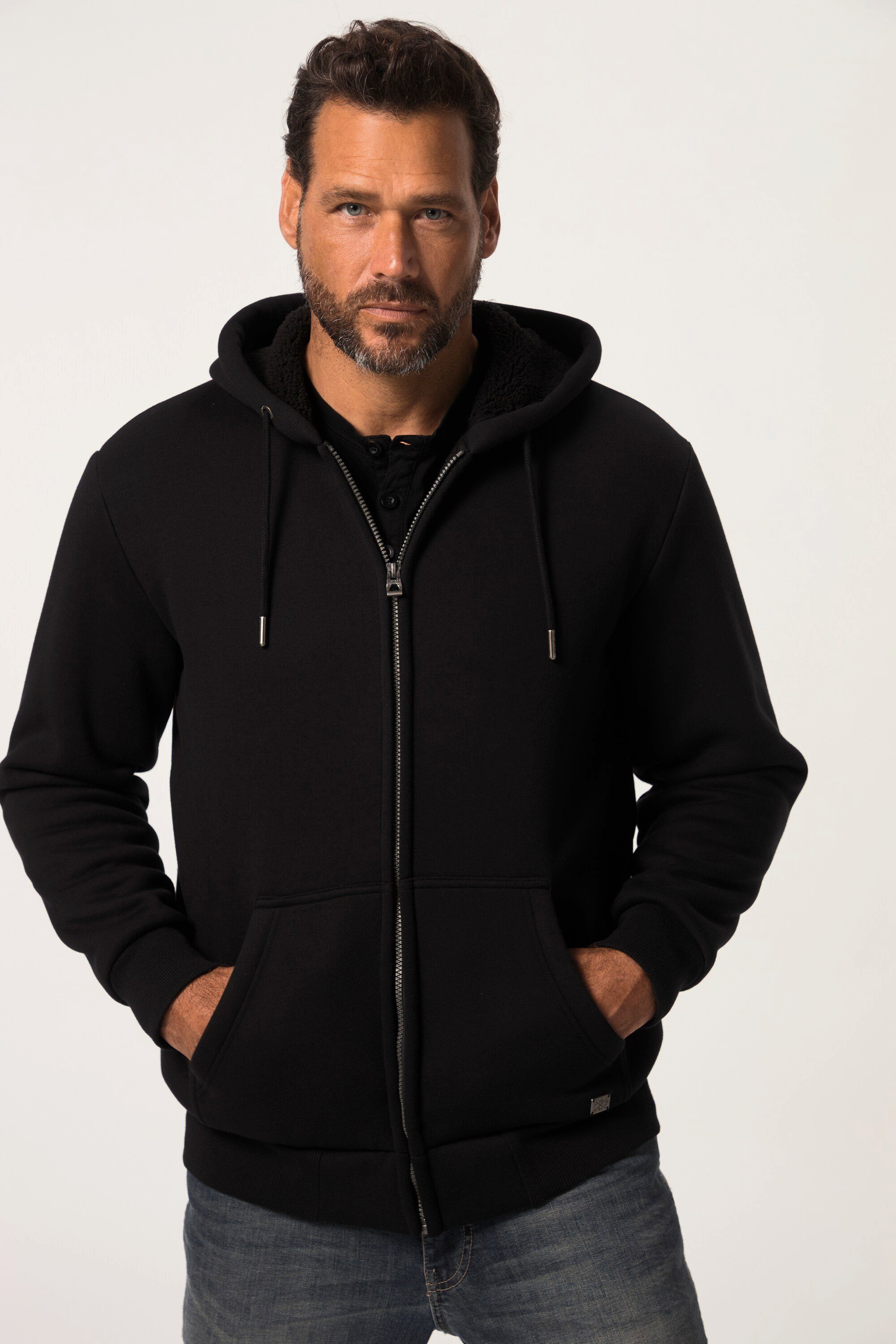 JP1880 Fleecejacke Hoodiejacke Outdoor Sweatjacke Kapuze Teddyfutter