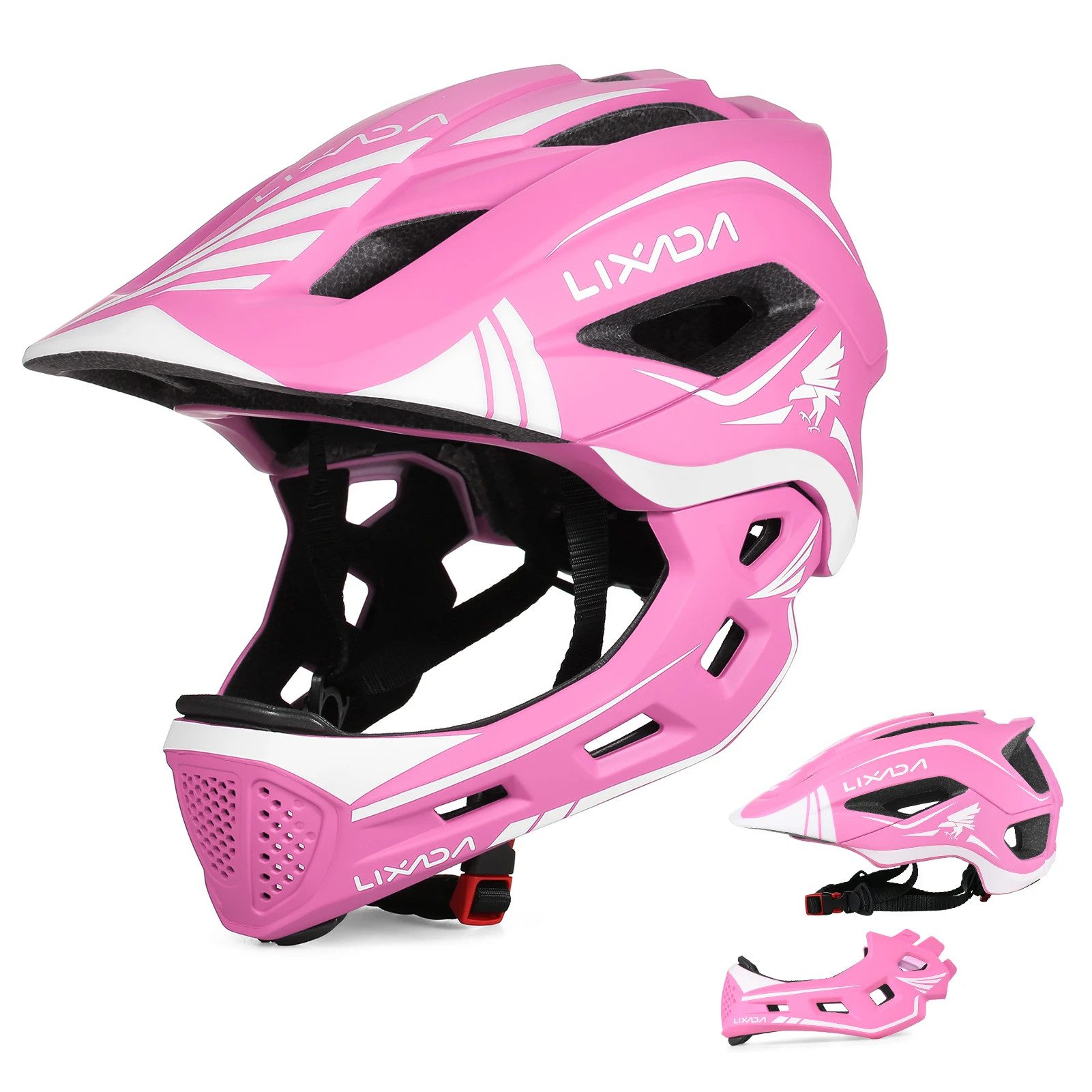Lixada Kinderfahrradhelm Kinderfahrradhelm Fahrradhelm Kinder Fullface abnehmbar Unisex, 13 Lüftungsöffnungen, 2-in-1 Helm, stoßfester EPS-Schaum