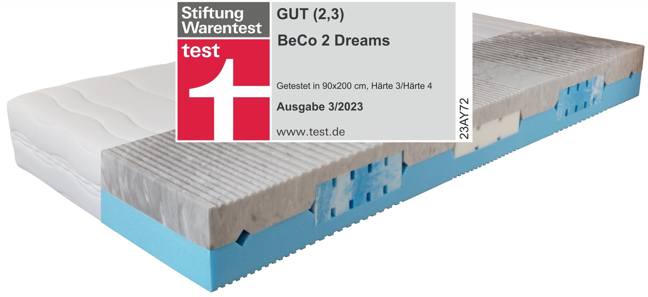 Komfortschaummatratze 2 Dreams, Testsieger H&G Test 3/2021* mit soften Gelschaumeinlegern, Beco, 21 cm hoch | Matratzen