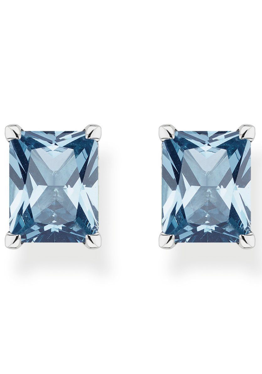 THOMAS SABO Paar oder H2201-009-1,-051-14,-414-14,-1-699-1, oder weißer Zirkonia Glas-Keramik (synth) mit Stein, Ohrstecker Spinell silberfarben-hellblau (synth) Stein oder blauer