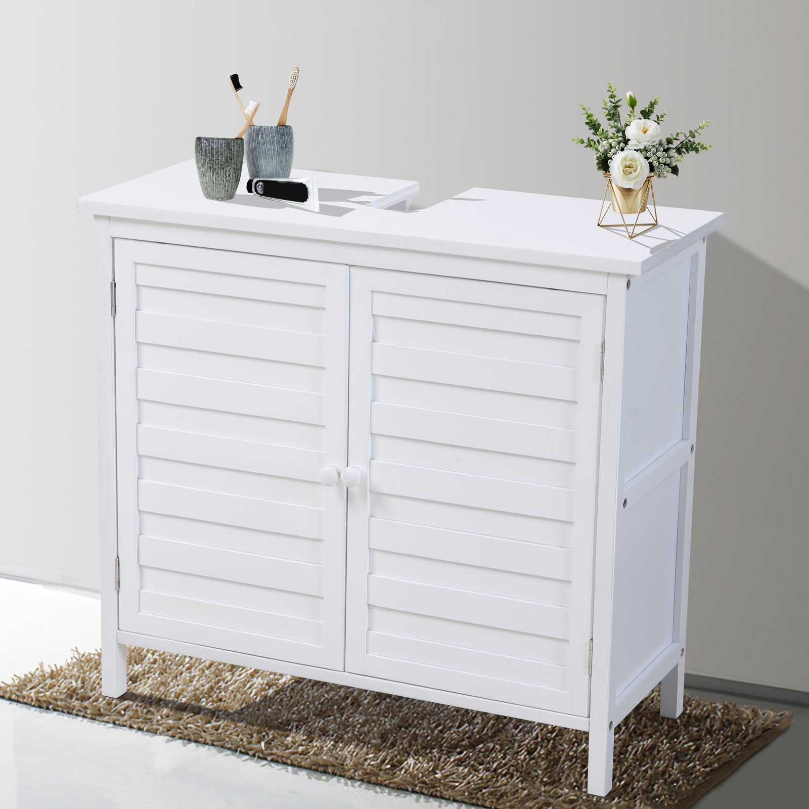 SVITA Waschbeckenunterschrank BAMBUS Breite 67 cm, Badezimmerschrank, Bambu günstig online kaufen