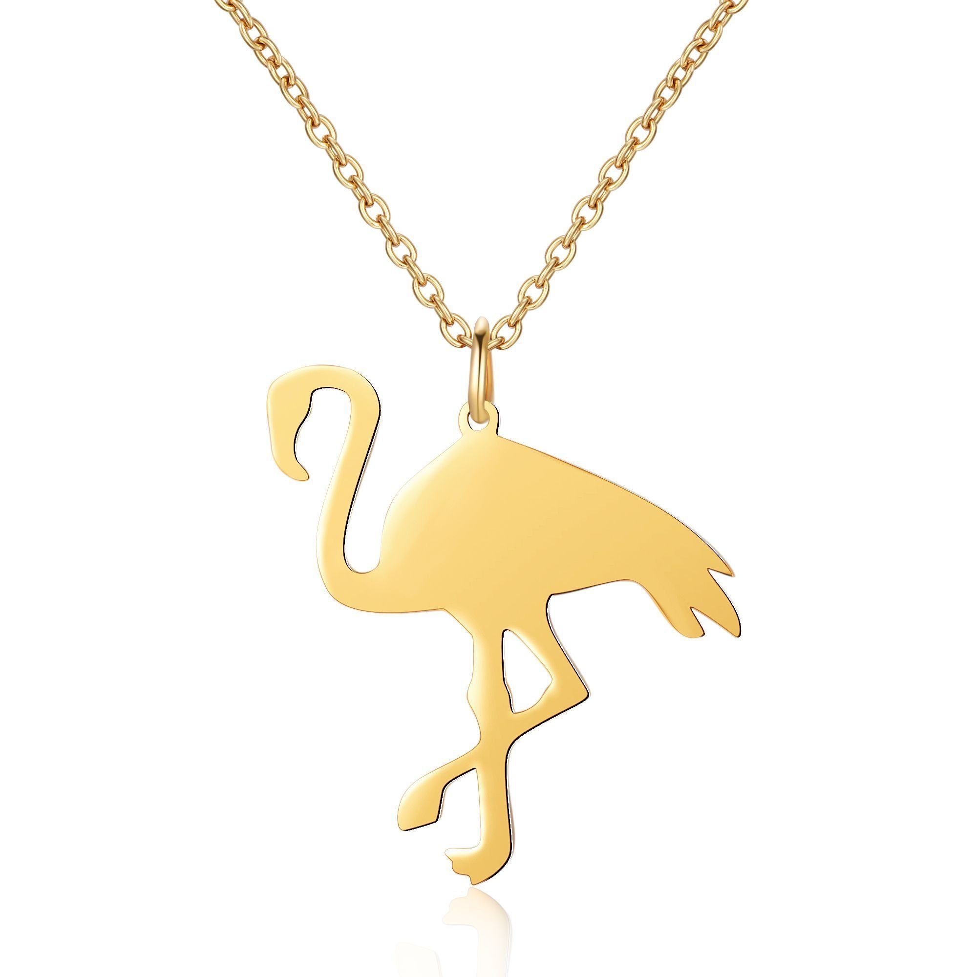 AILORIA Edelstahlkette FLAMANT Halskette (1-tlg., inkl. Schmucksäckchen), aus Edelstahl mit Flamingo-Anhänger