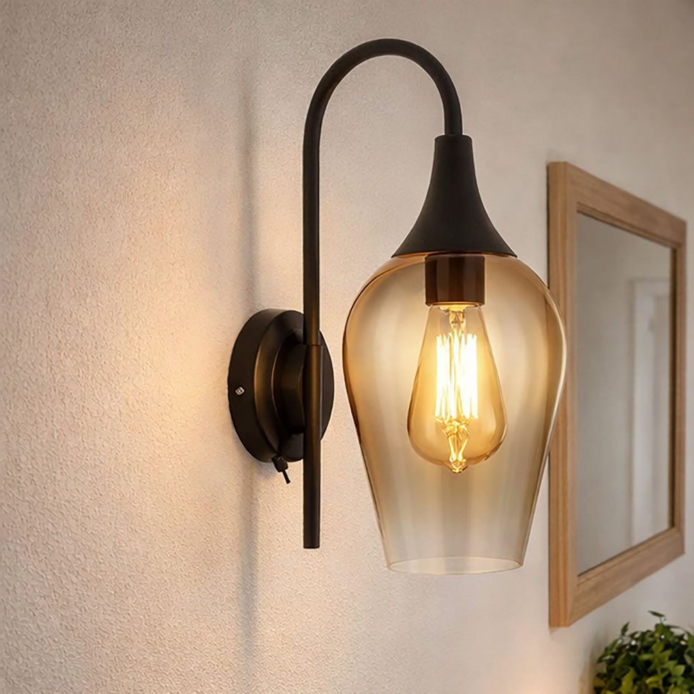 GLOBO LIGHTING LED Wandleuchte, Leuchtmittel inklusive, Warmweiß, Wandlampe Wandleuchte Flurlampe Glas gold Wohnzimmerlampe LED H 36 cm
