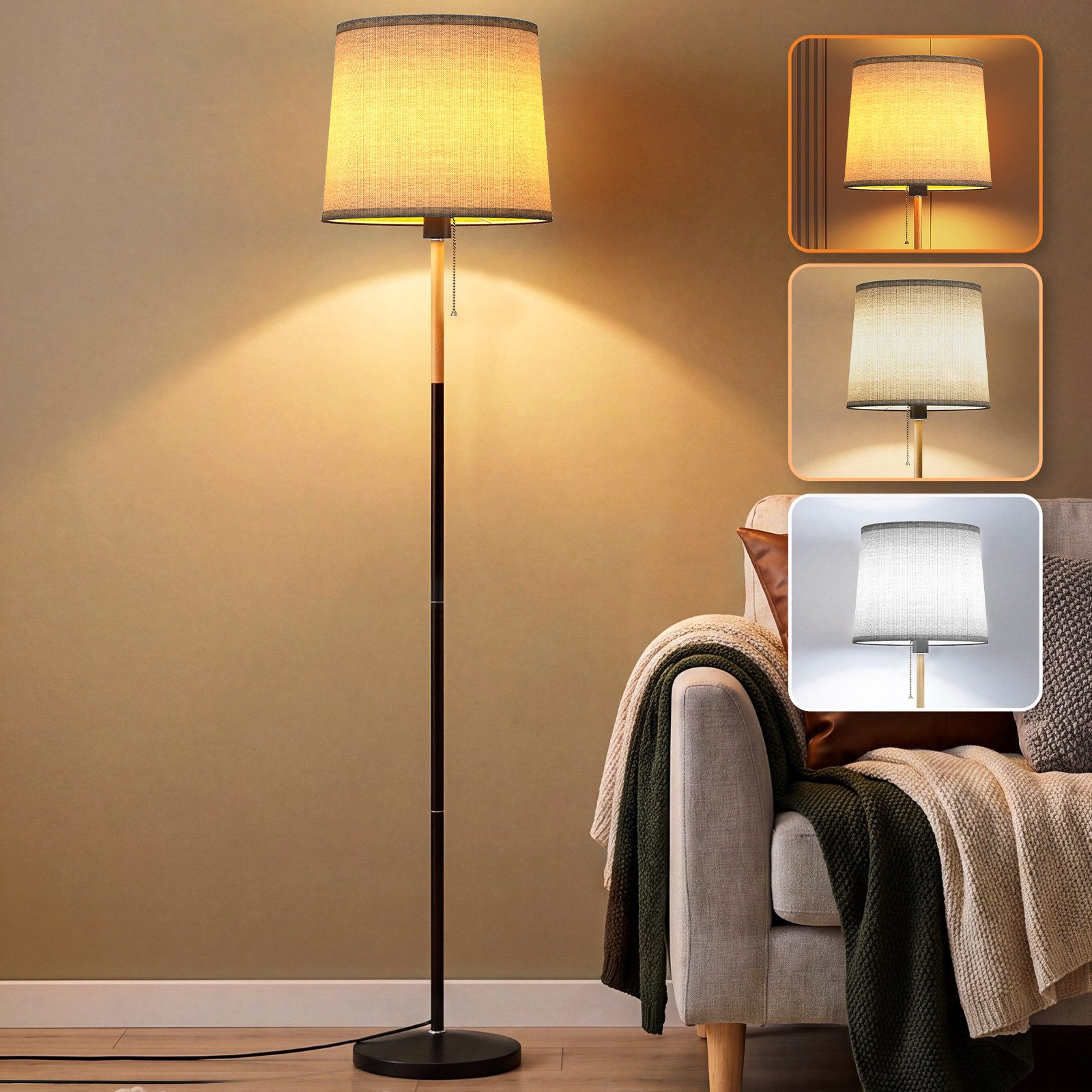 TLGREEN Stehlampe mit Smart LED-Birne & Fernbedienung, 170cm Hohe Standleuchte inkl. 9W LED, E27 Fassung, Für Wohnzimmer, Schlafzimmer, Büro