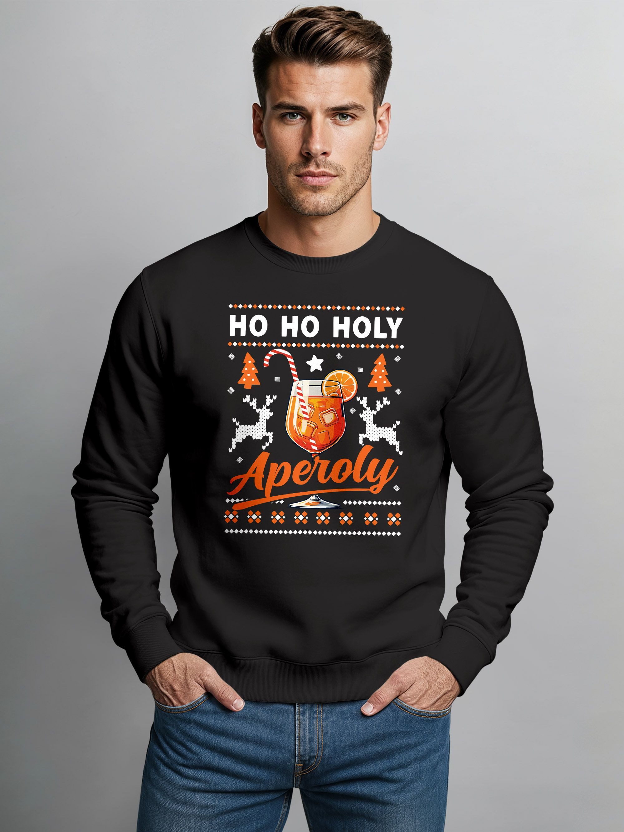 MoonWorks Sweatshirt Sweatshirt Herren Ho Ho Holy Aperoly Spruch Lustig Wei günstig online kaufen