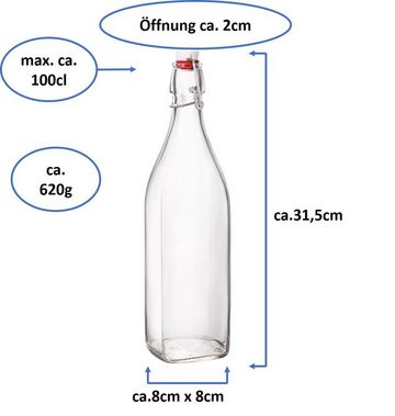 Emilja Trinkflasche Swing Bügelflasche 1,0L - 6 Stück Glasflasche Bügelverschlussflasche