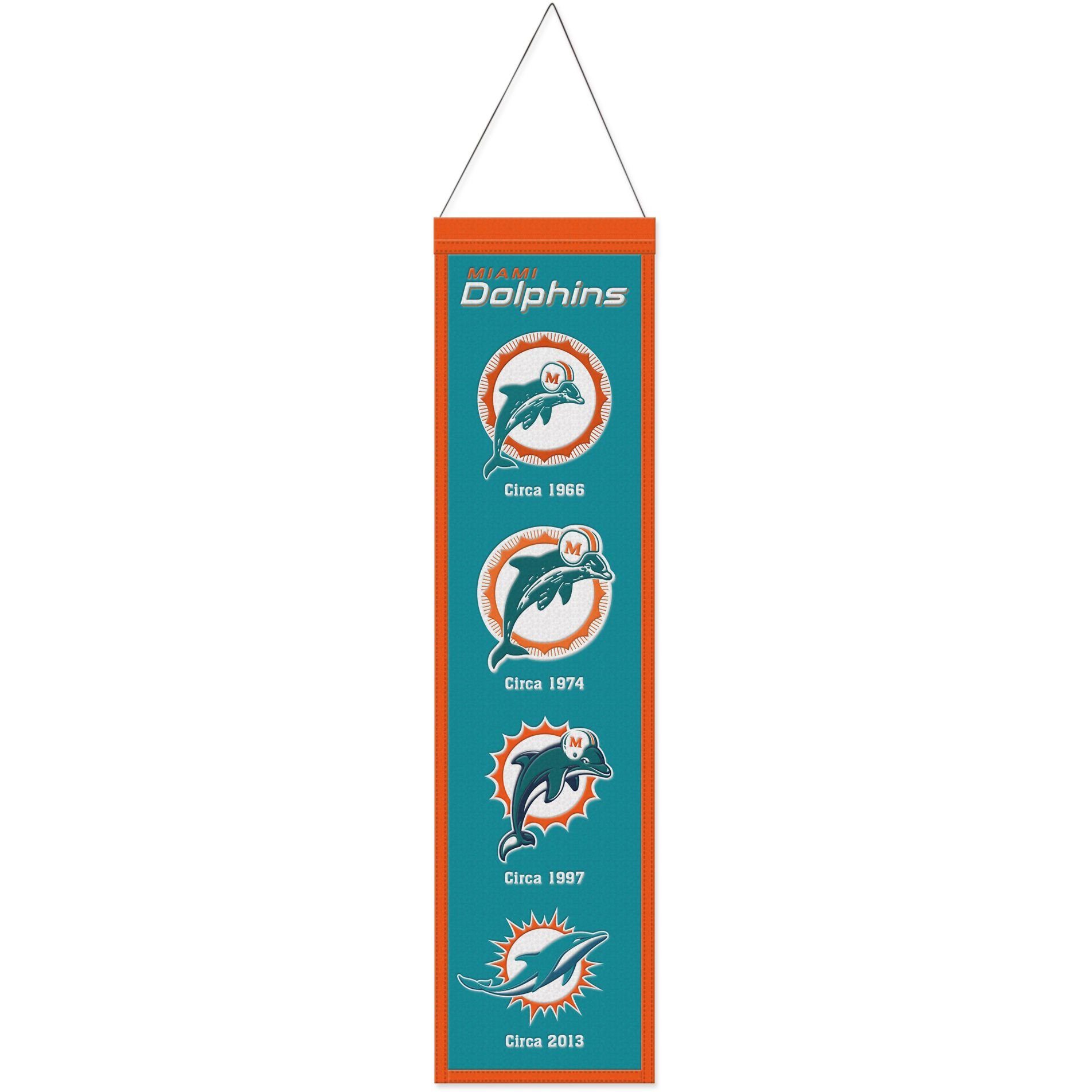Teams Wool Dolphins EVOLUTION 80x20cm NFL Miami Banner WinCraft Wanddekoobjekt
