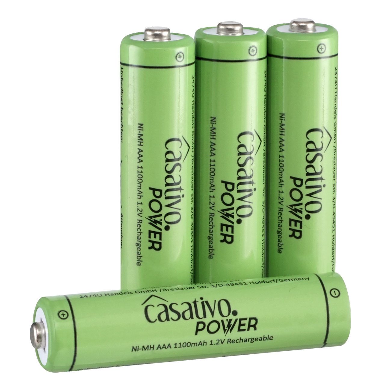 Casativo AAA Akkus 1100 mAh Micro Batterien Wiederaufladbar mit Case 4/8/20 St. Akku (4 St), AAA Micro Akkus - bis zu 1.000 Ladezyklen