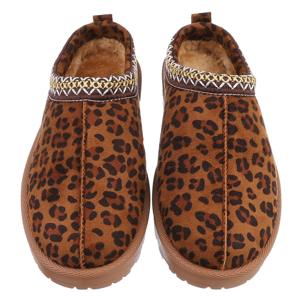 Ital-Design Bequeme Clogs für Damen mit dekorativen Details Snowboots (90457942) Flach Flache Stiefeletten in Braun