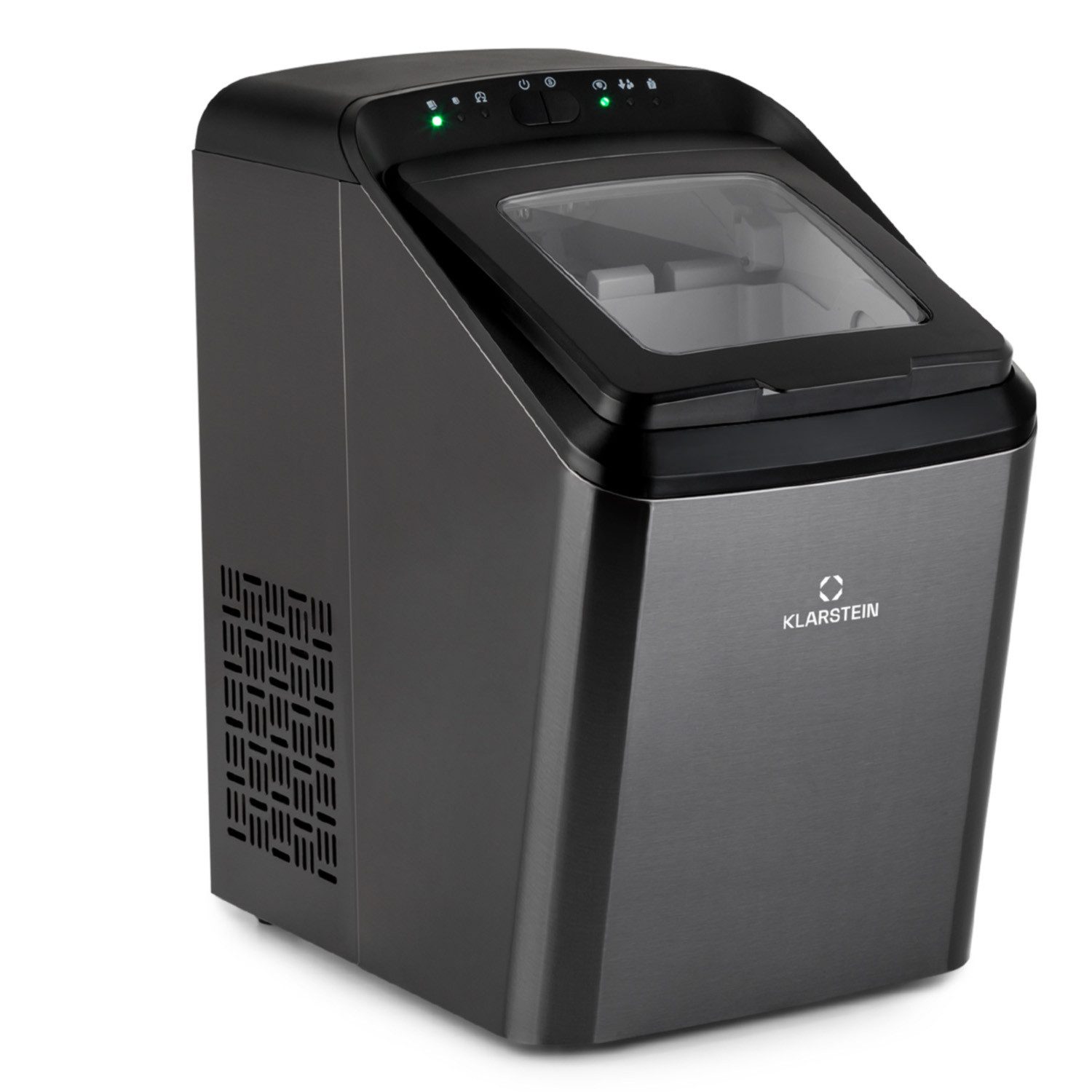Klarstein Eiswürfelmaschine Partytime Eiswürfelmaschine Klareis 15 kg/24h Edelstahl 2 Würfelgrößen, Eiswürfelbereiter Ice Cube Maker Klareis mit 2 Größen