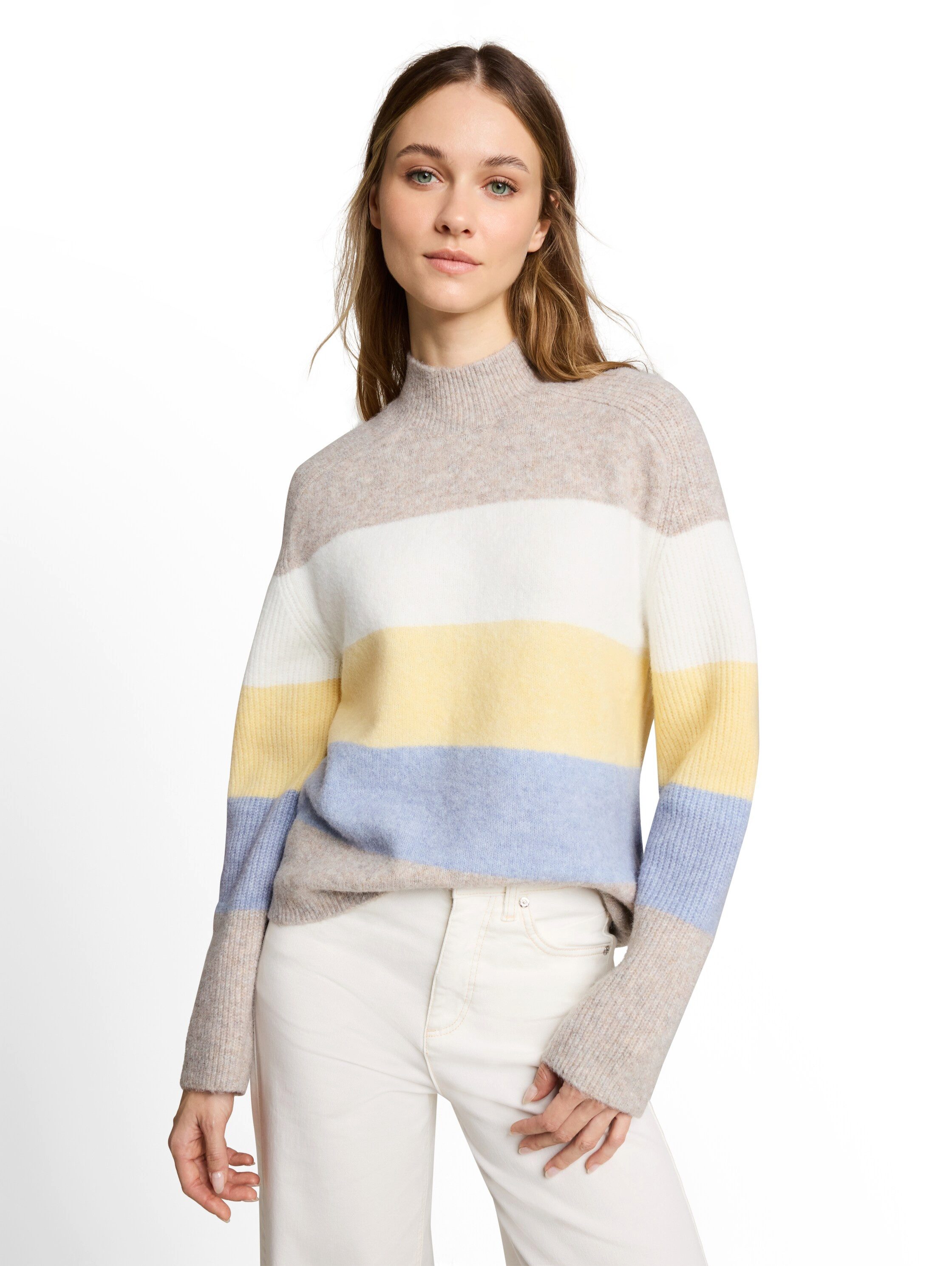 TOM TAILOR Denim V-Ausschnitt-Pullover mit Stehkragen