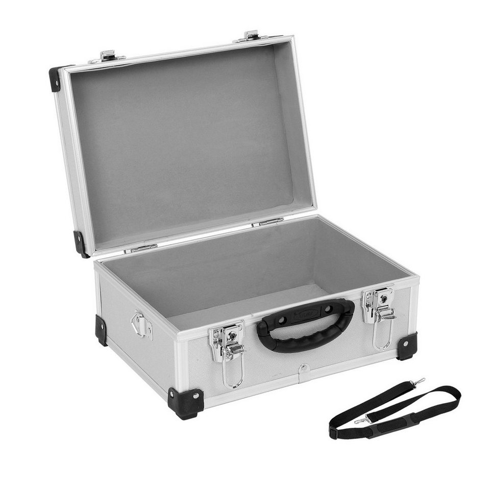 2x + Aluminiumkiste Aufbewahrungsbox Kreator Werkzeugkiste Lagerbox Alukoffer Tragegurt silber 2x VARO
