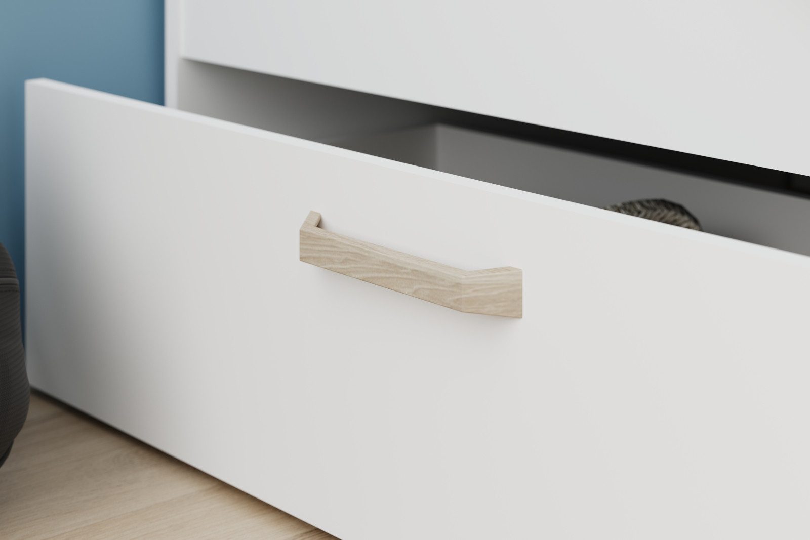 Parisot Stauraumbett Mika (Einzelbett in Weiß mit Eiche, Liegefläche 120 x 200 cm), inkl. 2x Bettschubkasten je 87 x 39 cm