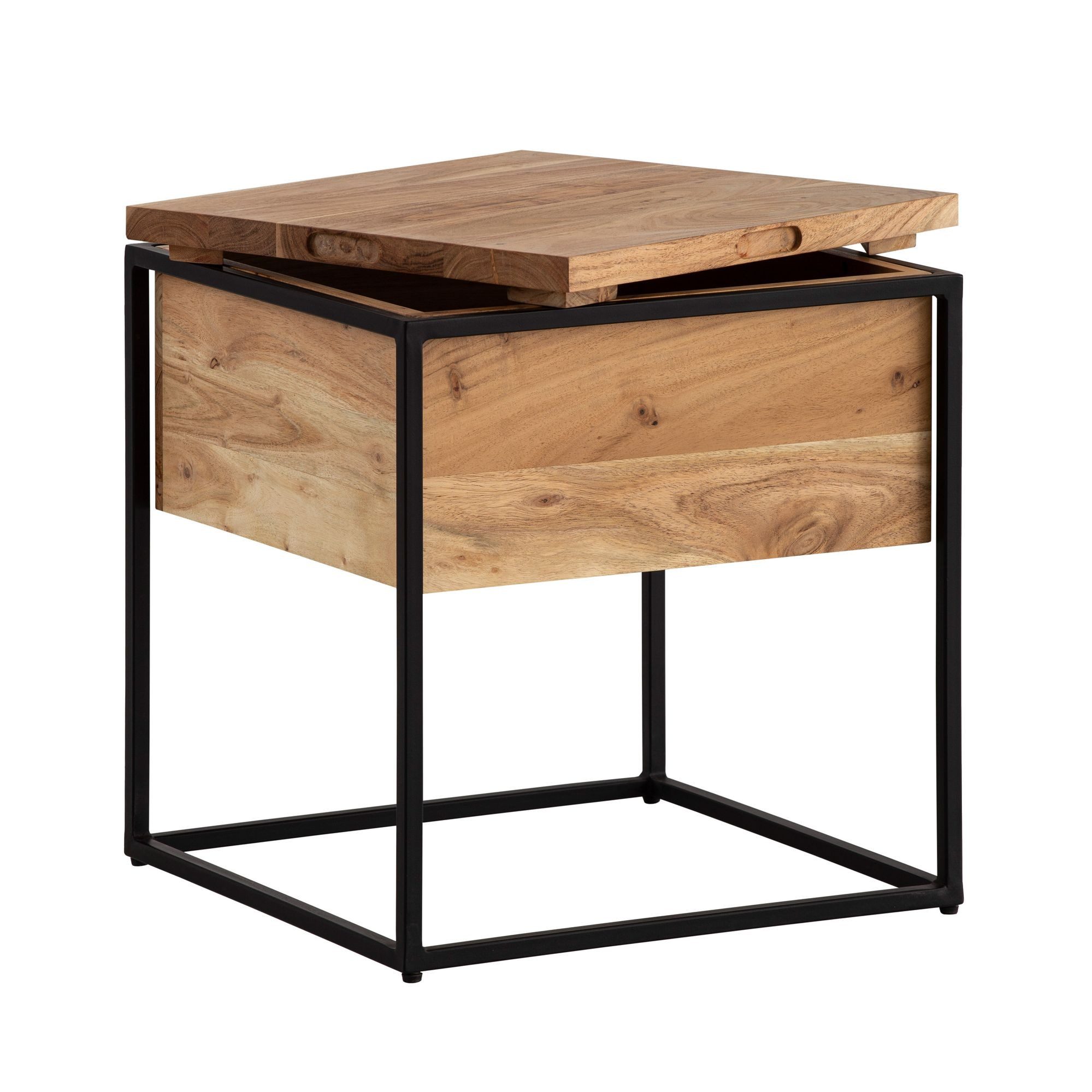 FINEBUY Beistelltisch FB108462 (47x47x51 cm Akazie günstig online kaufen