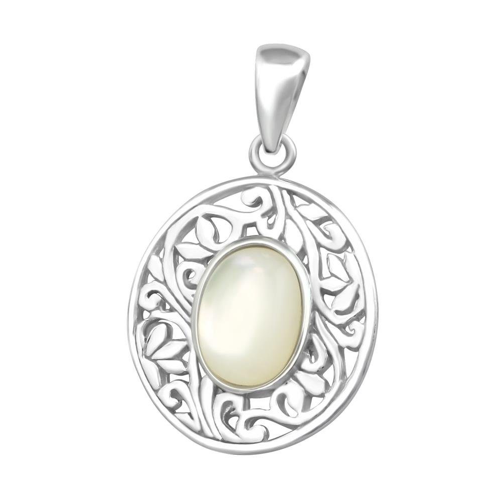 BUNGSA Anhänger Set Anhänger oval aus 925 Silber Damen (1-tlg), Pendant Halsketten | Kettenanhänger