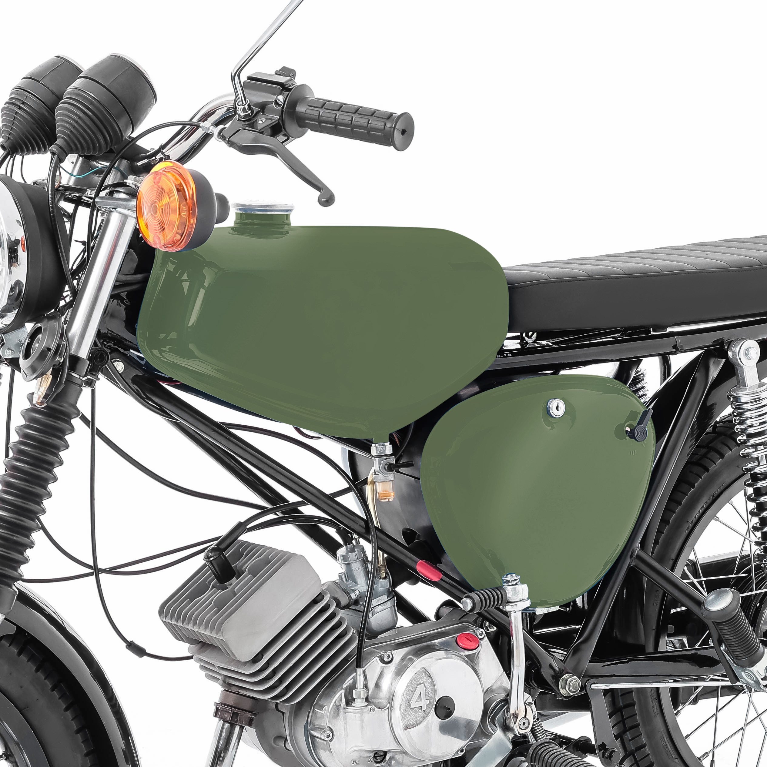 Craftride Halter Tank / Benzintank für Simson S51 / S50 / S70 mit Seitendeckel olivgrün