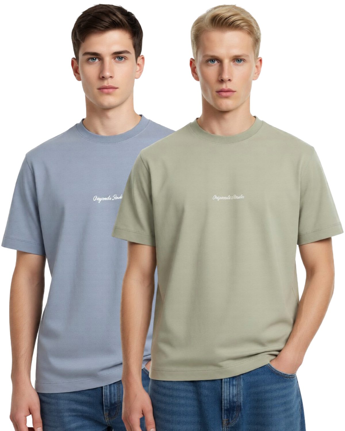 Jack & Jones T-Shirt (Spar-Set, 2er-Pack) mit dezent gesticktem Logo, aus Baumwolle