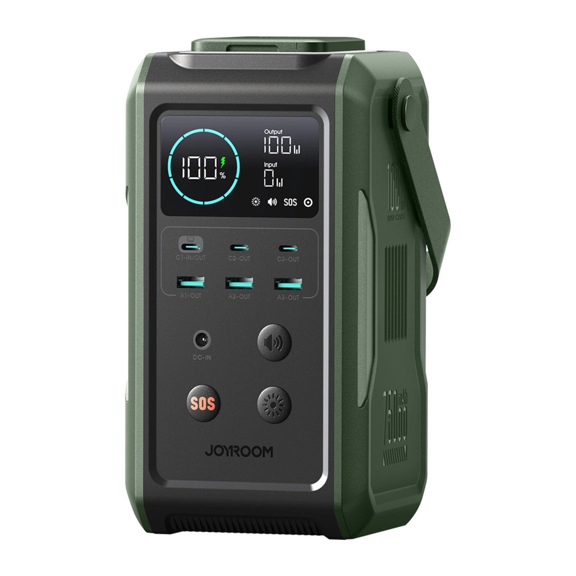 JOYROOM 75000mAh 100W 3x USB-C 3x USB-A mit faltbarer Taschenlampe und Griff Powerbank 75000 mAh