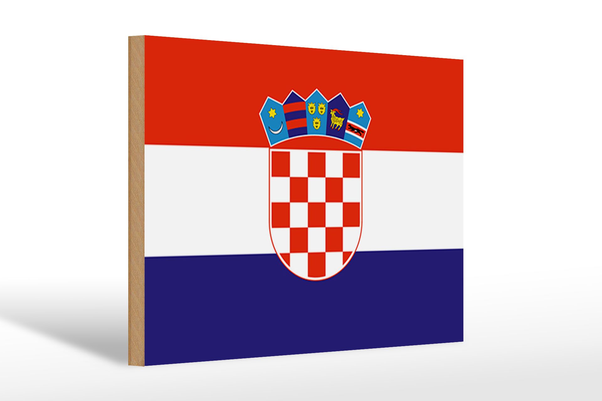 Femer GmbH Holzbild Flagge Kroatiens 30x20cm Flag of Croatia, Flaggen (1 St), Glatte Holzfaserplatte (MDF), vorn beschichtet
