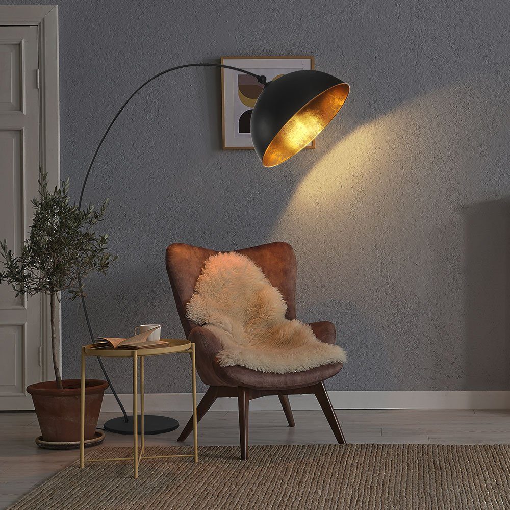 Design nicht Bogenlampe, Globo LED Blatt Zimmer matt inklusive, schwarz Leuchte Bogen Leuchtmittel Steh Gold Wohn