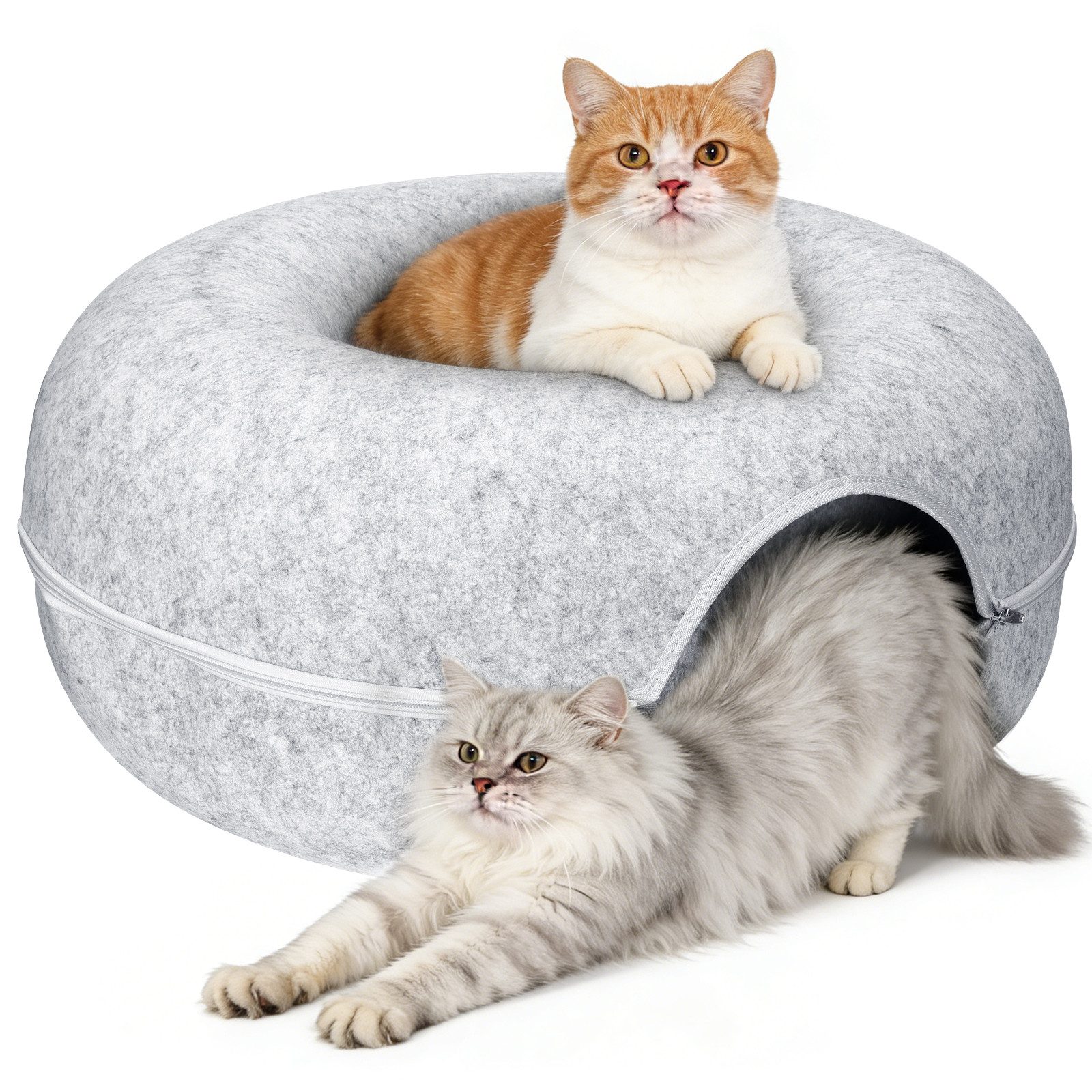 BlingBin Tierbett Katzentunnel Katzenhöhle Katzen Donut, aus Filz gefertigt, multifunktionalle Katzensofa, Katzenkorb Katzenkissen