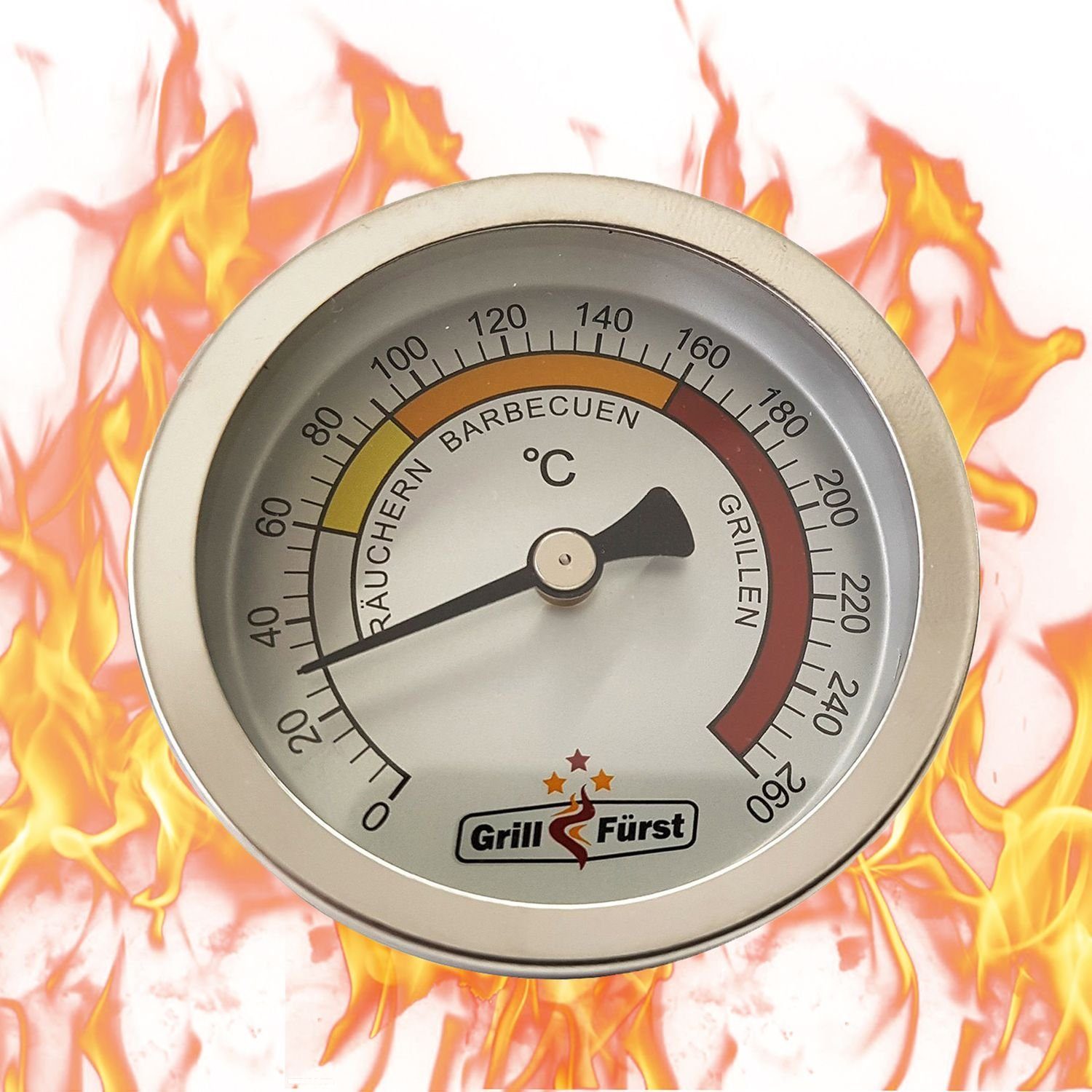 Grillthermometer Aus Edelstahl - 75℃ Bis 300℃, Wasserdicht, Für Grill, Ofen & Holzofen